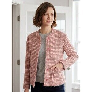 Warranted Pendleton Pink & Cream Basketweave 100% Wool Jacket Vintage Size 12